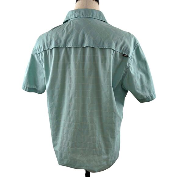 Howler Bros Tidepool Tech Shirt SeaSpray Check SS Button Vented Zip Pocket M - Picture 4 of 8